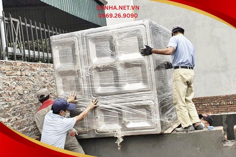 Lắp đặt bể nước ch&ocirc;n ngầm Sơn H&agrave; Xanh 1500L