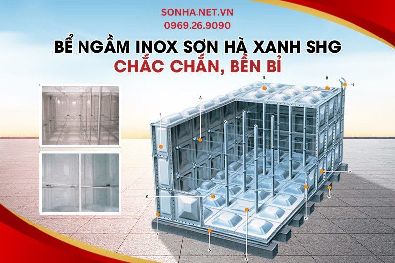 Bể nước inox ch&ocirc;n ngầm Sơn H&agrave; Xanh 1500L c&oacute; cấu tạo chắc chắn