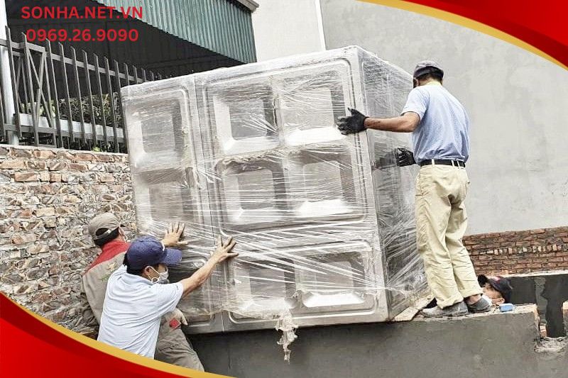 Lắp đặt bể nước inox chôn ngầm Sơn Hà Xanh 3750L
