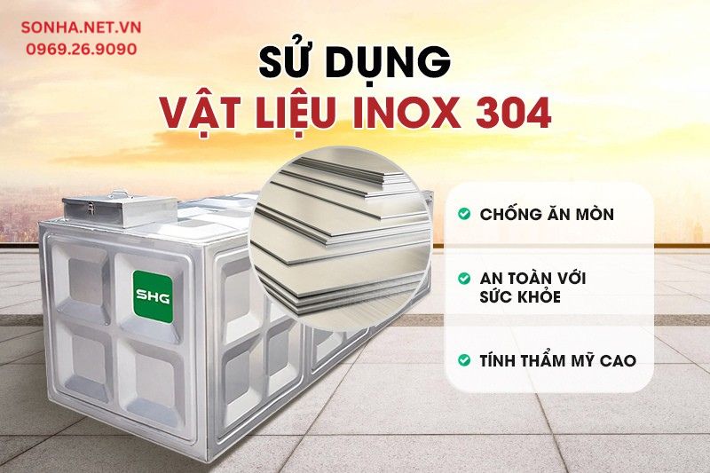Vật liệu Inox 304 cao cấp 