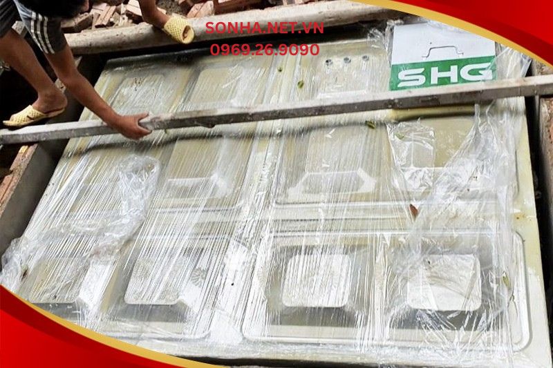Lắp đặt bể nước inox chôn ngầm Sơn Hà Xanh 5000L
