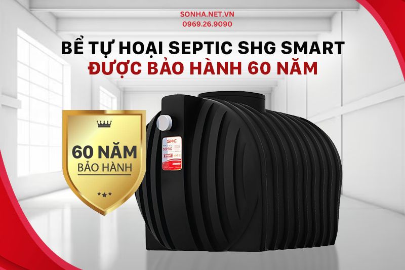 Bể phốt nhựa Sơn H&agrave; Xanh SHG SMART N1600 được bảo h&agrave;nh 60 năm