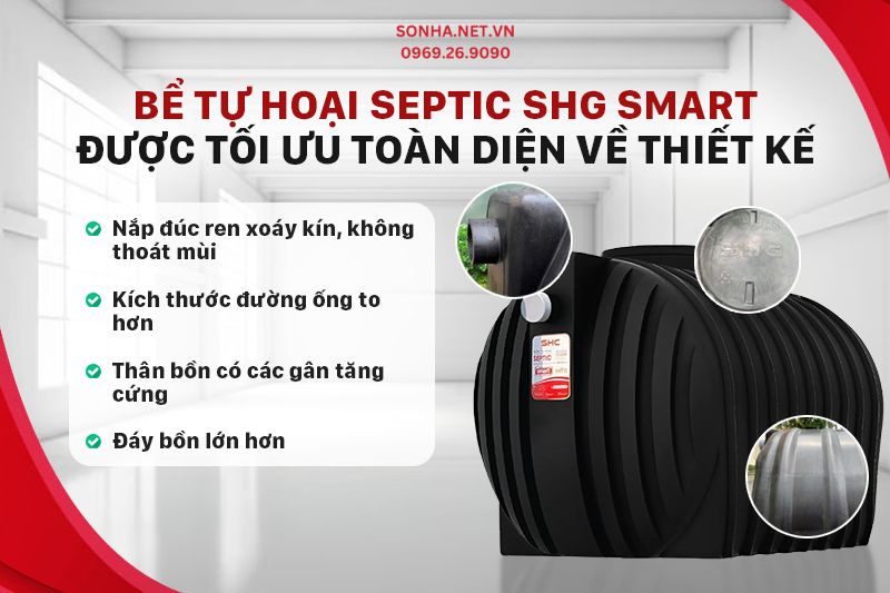 Bể tự hoại septic SHG SMART N1600 được tối ưu về thiết kế