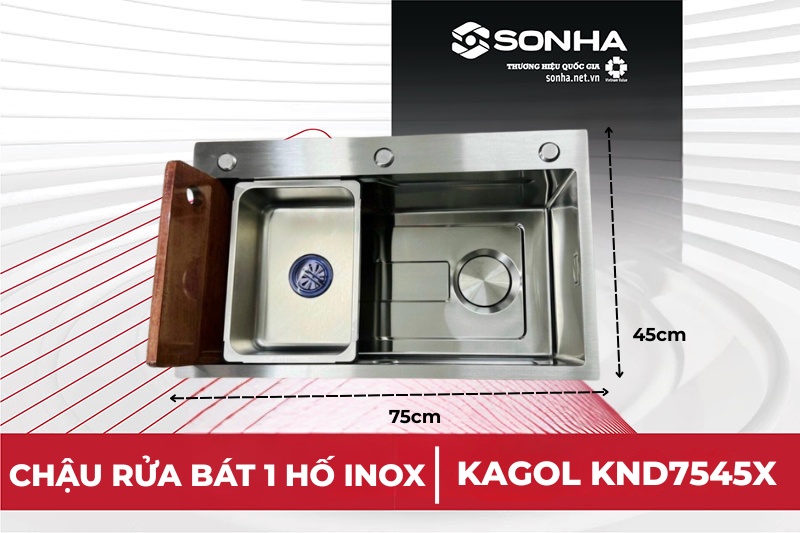 Thông số kỹ thuật chậu rửa bát 1 hố Kagol KND7545X