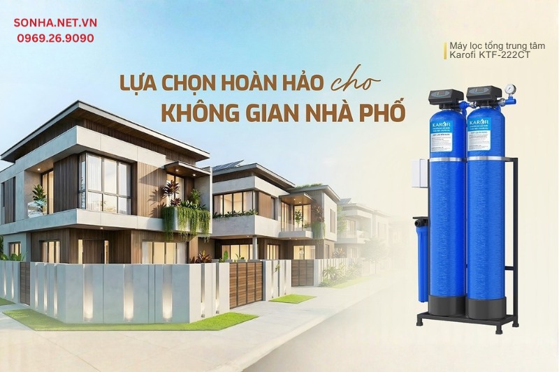 Hệ thống lọc tổng Karofi KTF-222CT với thiết kế nhỏ, gọn, dễ d&agrave;ng lắp đặt 