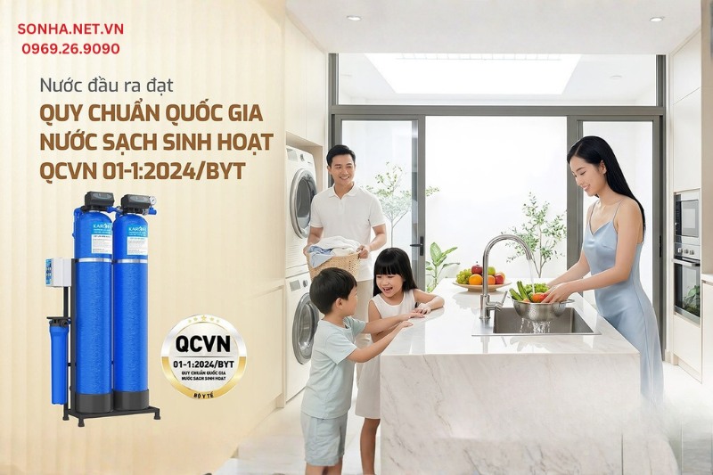 Nguồn nước đầu ra đạt ti&ecirc;u chuẩn nước sinh hoạt