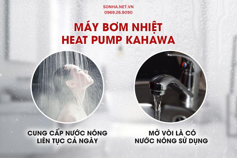 Máy bơm nhiệt Kahawa KHW-KX50E-300WL cung cấp nước nóng cả ngày