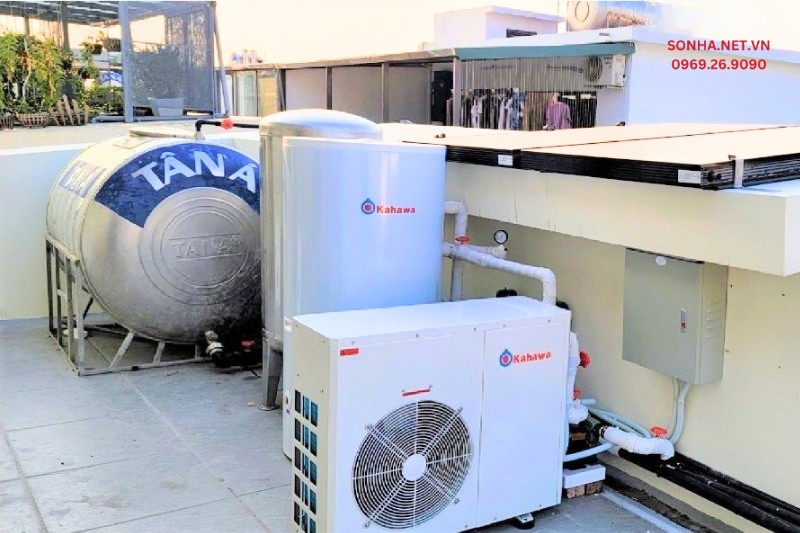 Lắp đặt máy nước nóng bơm nhiệt Kahawa tại nhà khách hàng