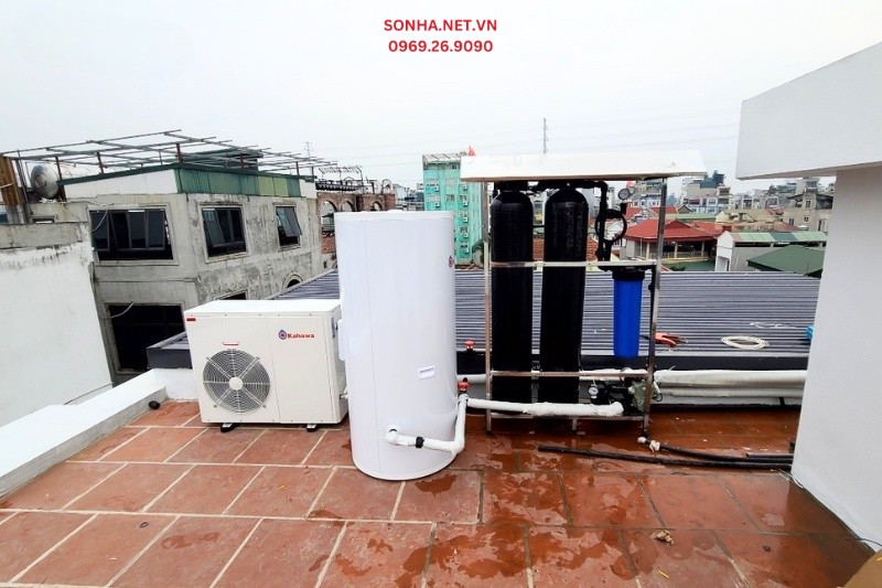 Lắp đặt máy nước nóng bơm nhiệt Kahawa tại nhà khách hàng