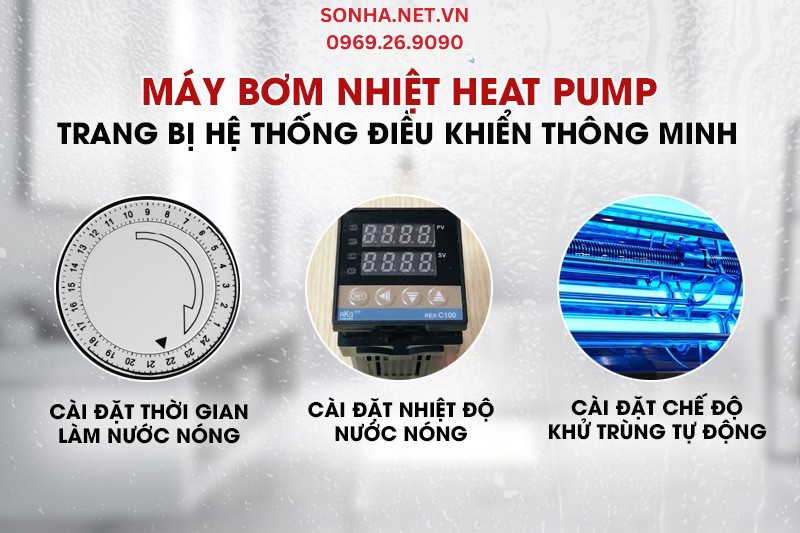M&aacute;y bơm nhiệt nước n&oacute;ng được trang bị nhiều t&iacute;nh năng th&ocirc;ng minh