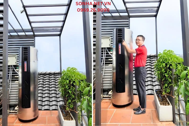 Lắp đặt m&aacute;y bơm nhiệt nước n&oacute;ng trung t&acirc;m Kahawa tại nh&agrave; kh&aacute;ch h&agrave;ng