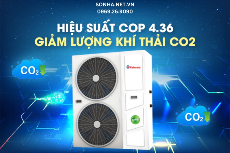 Hiệu suất hoạt động COP 4.36 - Giảm lượng khí thải CO2