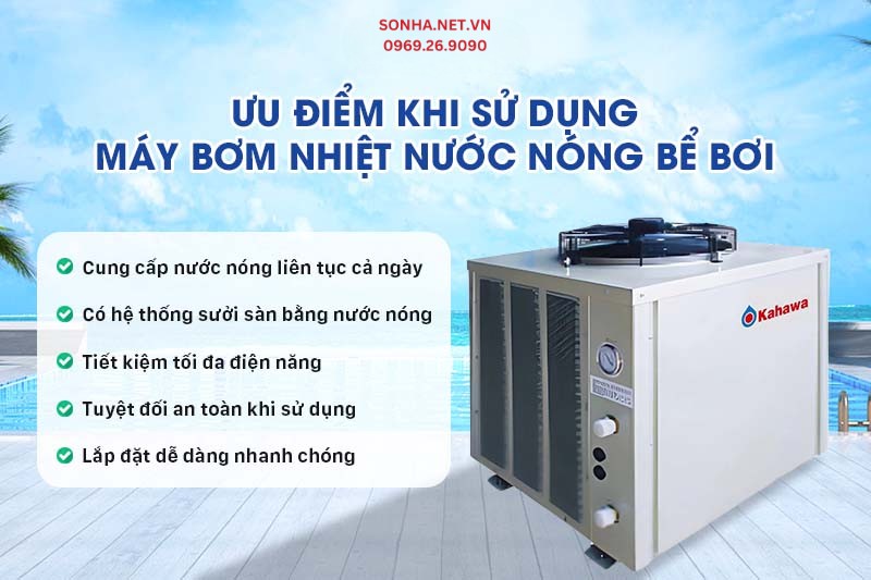 Ưu điểm vượt trội của m&aacute;y nước n&oacute;ng bể bơi Kahawa KHW-KX130S YIE