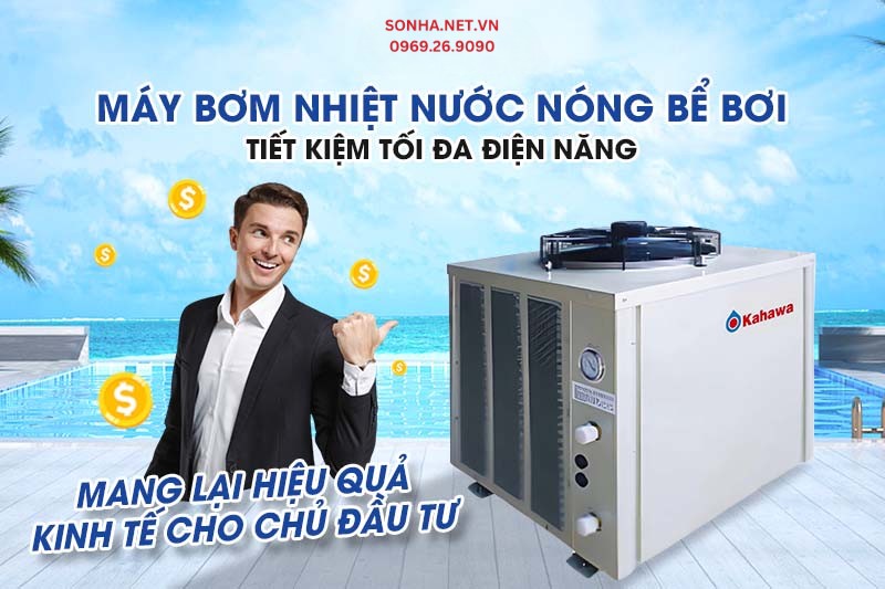 M&aacute;y bơm nhiệt nước n&oacute;ng hồ bơi tiết kiệm điện năng