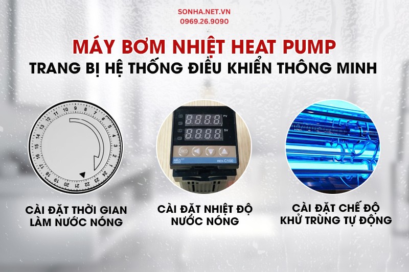 Máy bơm nhiệt nước nóng khách sạn được trang bị nhiều tính năng thông minh