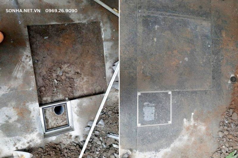 Lắp đặt nắp chờ h&uacute;t bể phốt tự hoại tại nh&agrave; kh&aacute;ch h&agrave;ng
