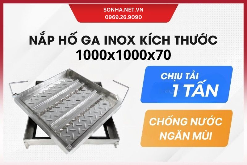 Nắp hố ga inox 304 1000x1000x70, chịu tải 1 tấn - gi&aacute; rẻ
