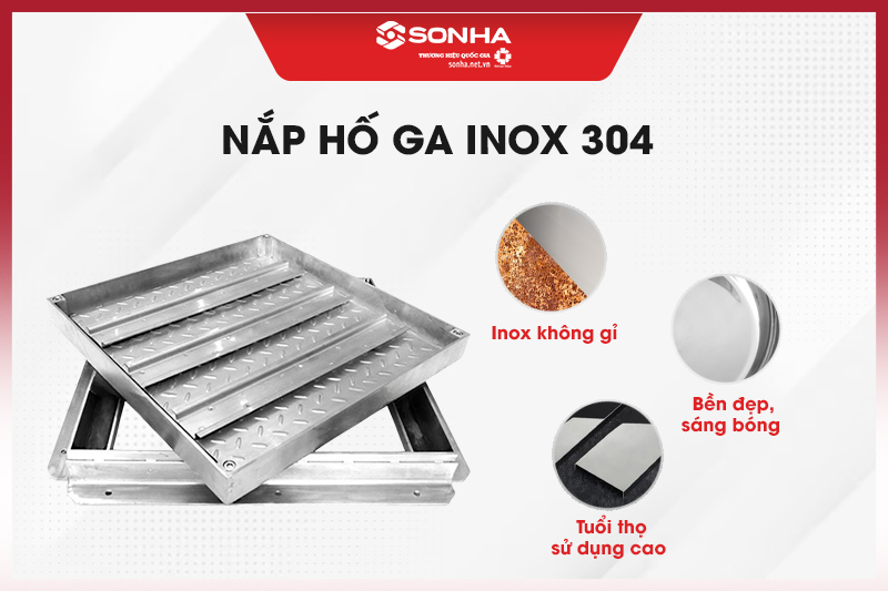 Nắp hố ga làm từ chất liệu inox 304 không gỉ 