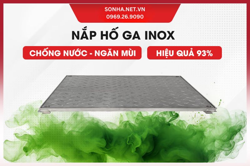 Nắp hố ga inox 304 k&iacute;ch thước 800x800x54 ngăn m&ugrave;i, chống nước 