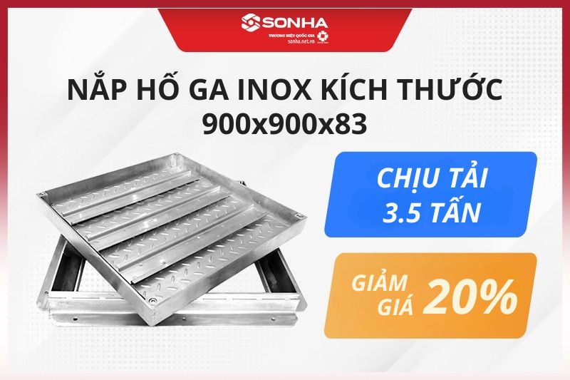 Nắp hố ga inox kích thước 900x900x83 giảm sâu 20% 