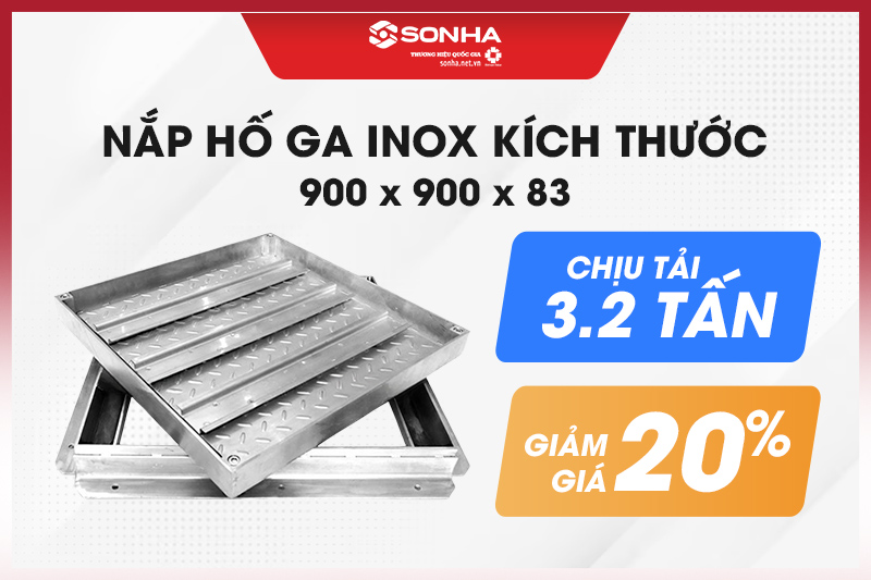 Nắp hố ga inox kích thước 900x900x83 giảm sâu 20% 