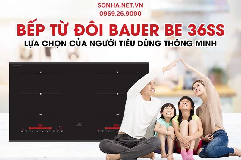 Bếp Từ Đ&ocirc;i Bauer BE 36SS - Bếp Từ 2 V&ugrave;ng Nấu (Malaysia)