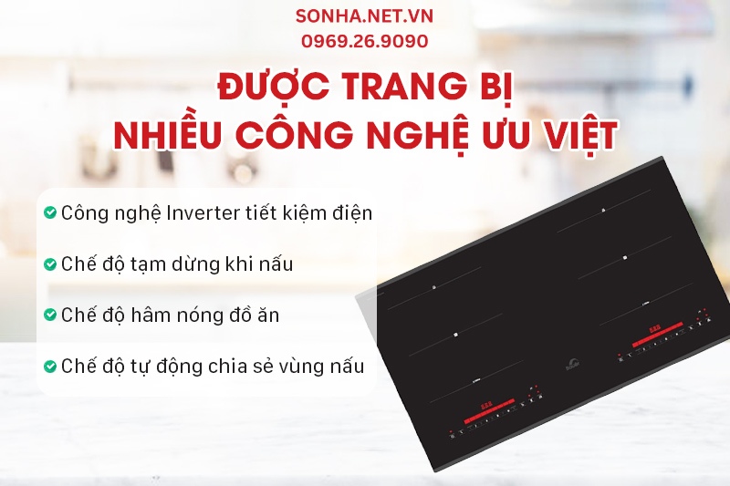 Bếp từ đ&ocirc;i Bauer BE 36SS được trang bị nhiều c&ocirc;ng nghệ ưu việt