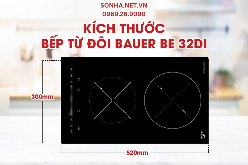 Thông số kích thước bếp từ đôi Bauer BE 32DI