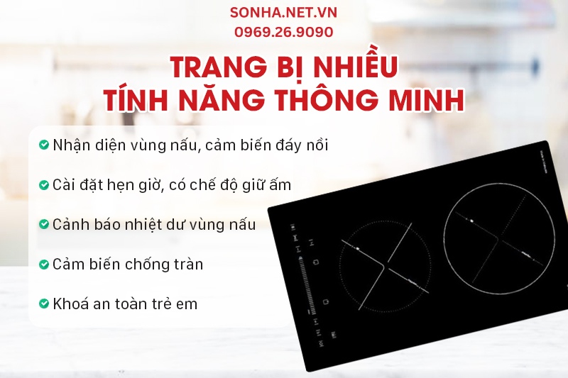 Bếp từ đôi Bauer BE 32DI trang bị nhiều tính năng thông minh