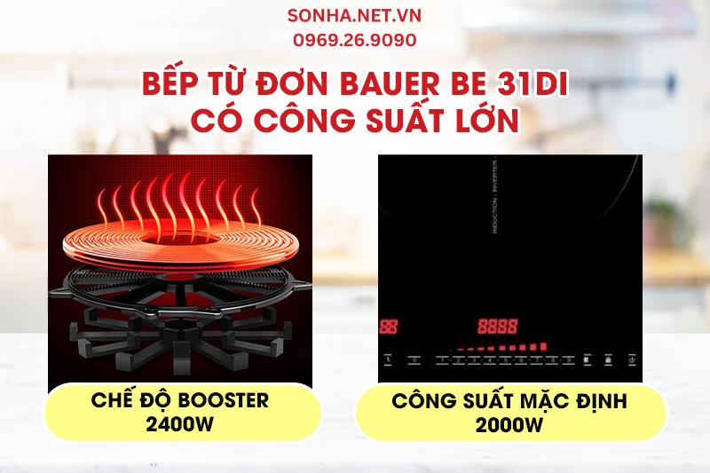 Bếp Từ Đơn Bauer BE 31DI có mức công suất gia nhiệt lớn