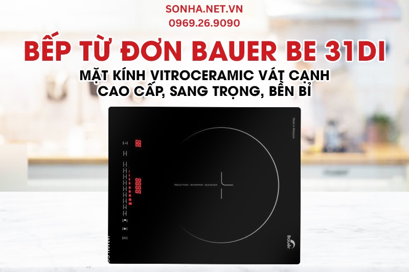 Bếp Từ Đơn Bauer BE 31DI sử dụng mặt kính Vitroceramic chất lượng cao