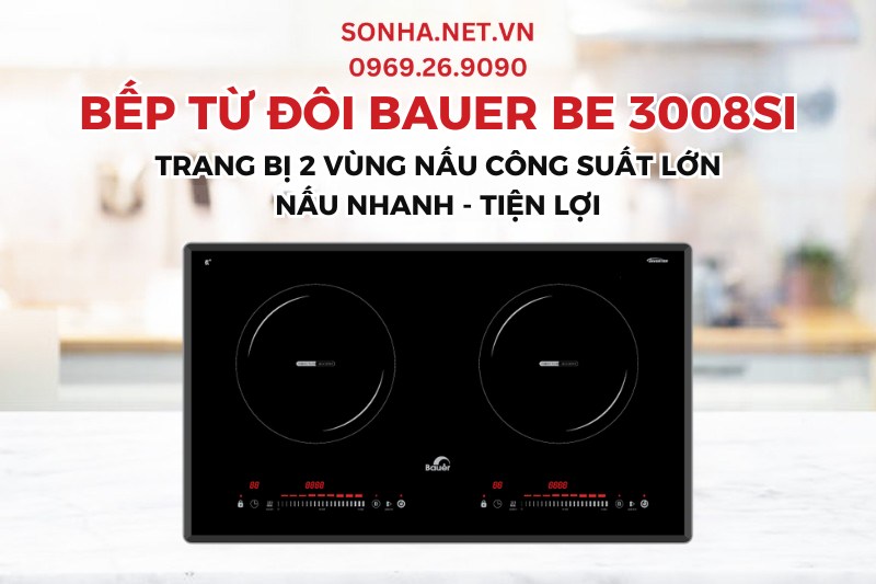 Bếp Từ Đôi Bauer BE 3008SI có 2 vùng nấu tiện lợi