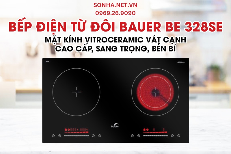 Bếp từ đôi Bauer BE 328SE được trang bị mặt kính cao cấp