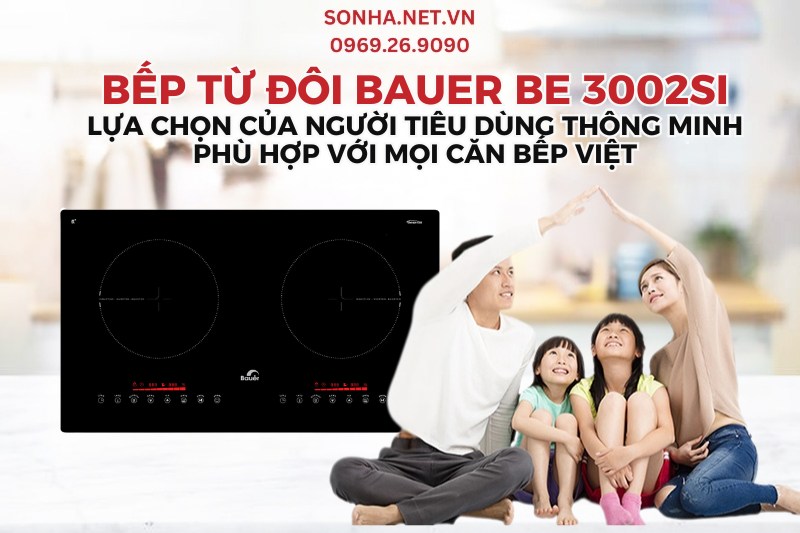 Bếp từ đôi Bauer BE 3002SI 2 vùng nấu tiện ích