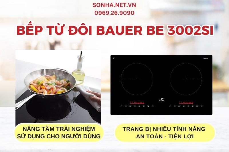 Bếp từ đôi Bauer BE 3002SI trang bị nhiều tính năng thông minh