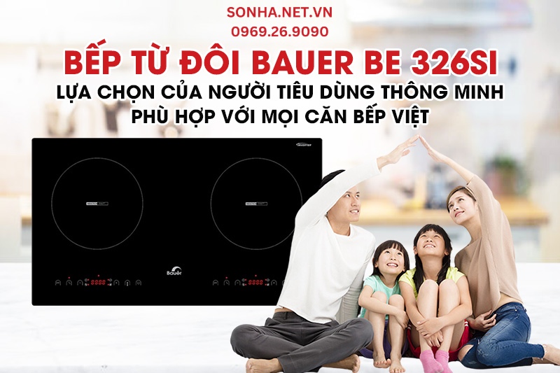 Bếp từ đôi Bauer BE 326SI 2 vùng nấu nhập khẩu Malaysia