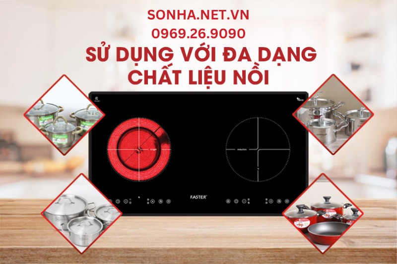 Sử dụng với đa dạng chất liệu nồi