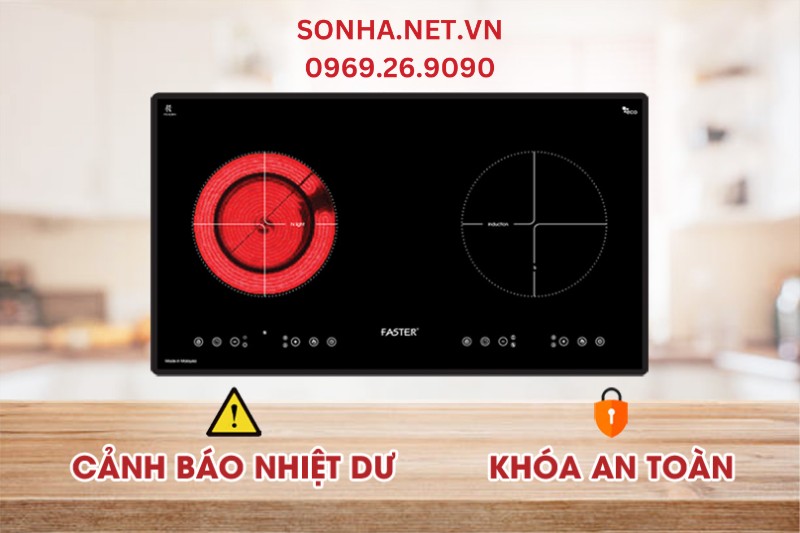 Bếp điện từ đôi Faster FS 628HI có tính năng an toàn