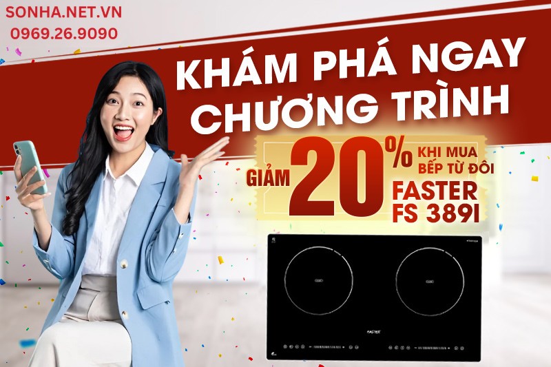 Bếp từ đ&ocirc;i Faster FS 389I Sơn H&agrave; ch&iacute;nh h&atilde;ng