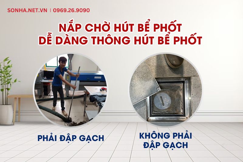 Sử dụng nắp chờ h&uacute;t bể phốt tạo điều kiện thuận lợi cho việc h&uacute;t cặn bể phốt