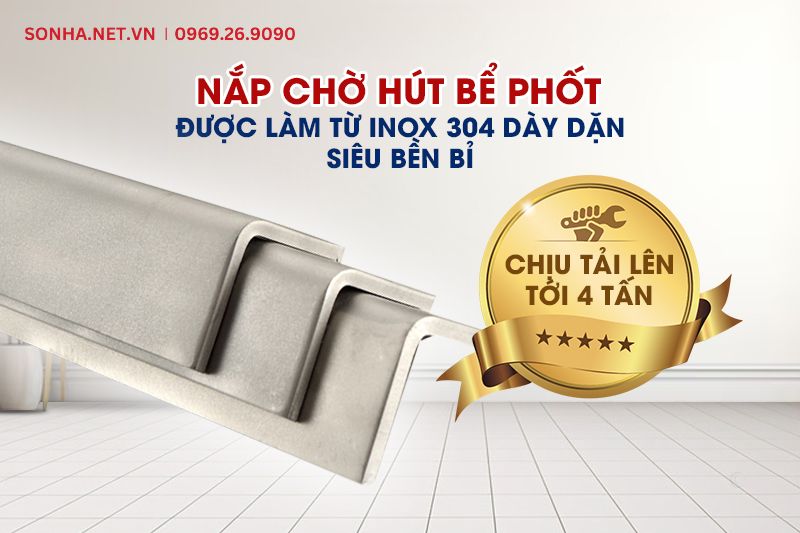Nắp chờ h&uacute;t bể phốt được l&agrave;m từ inox 304 d&agrave;y dặn