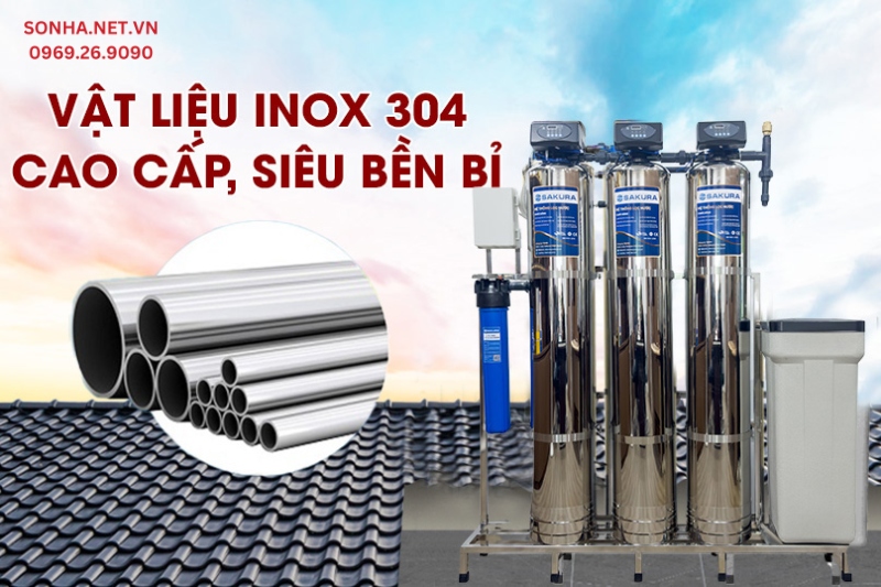 Cột lọc của Sakura SKT213I l&agrave;m từ chất liệu inox 304 si&ecirc;u bền