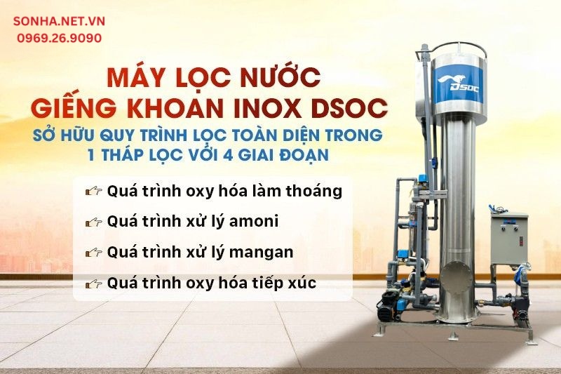 Máy lọc nước giếng khoan inox 10m3 sở hữu quy trình lọc nước toàn diện