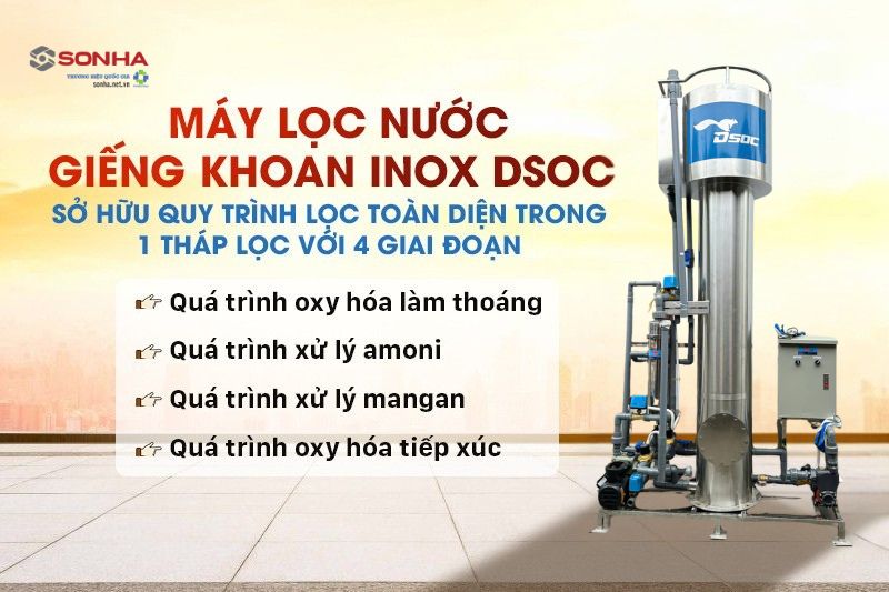 Máy lọc nước giếng khoan inox 10m3 sở hữu quy trình lọc nước toàn diện