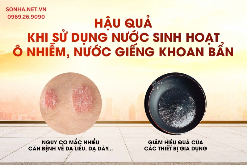 Hậu quả khi sử dụng nước sinh hoạt bẩn, kh&ocirc;ng đảm bảo chất lượng