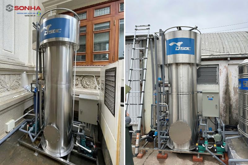 Hình ảnh thực tế máy lọc nước ngầm inox công suất 25m3