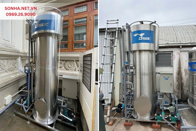 Hình ảnh thực tế máy lọc nước ngầm inox công suất 25m3