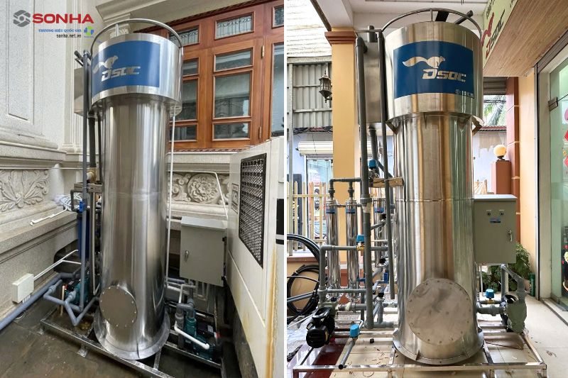 Hình ảnh lắp đặt bộ lọc nước ngầm inox