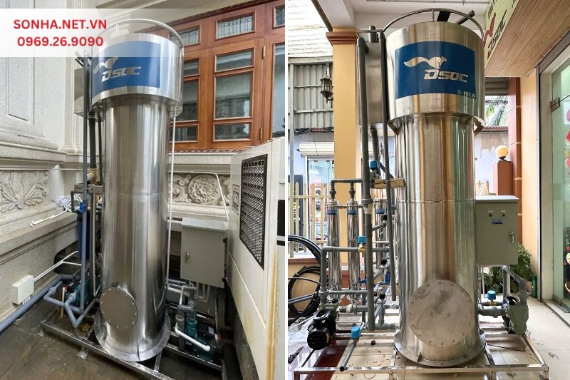 Hình ảnh lắp đặt bộ lọc nước ngầm inox