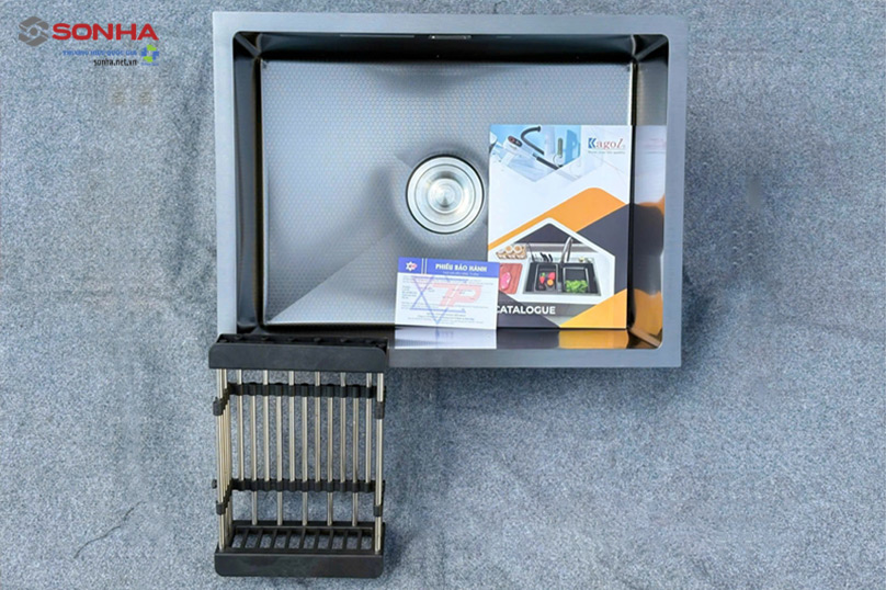 Hình ảnh thực tế bồn rửa chén 1 hố Kagol KND6045-AB